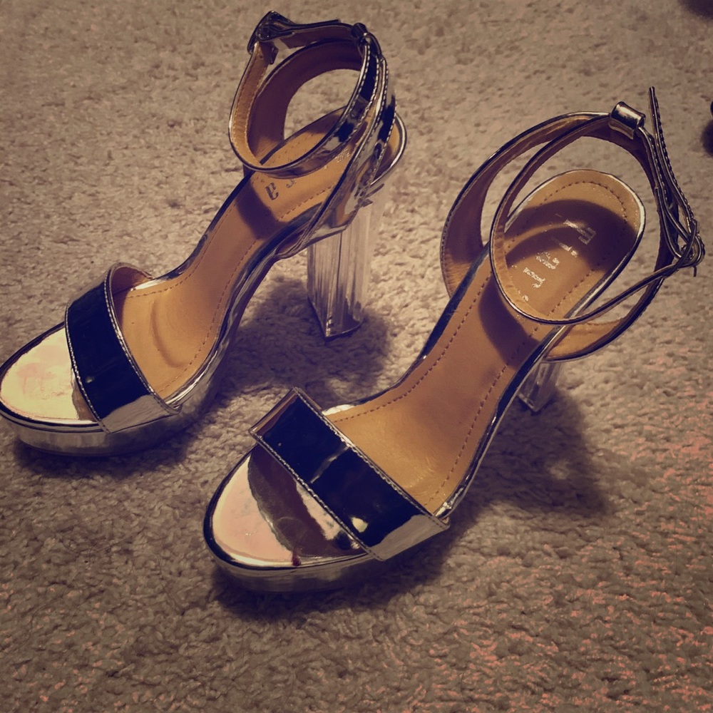 Silver “glam” heels